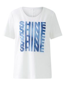 Oui Koszulka w kolorze białym rozmiar: 36. Białe bluzki Oui, bez wzorów, z bawełny, bez kołnierzyka, bez ramiączek. Za 130,99 zł.