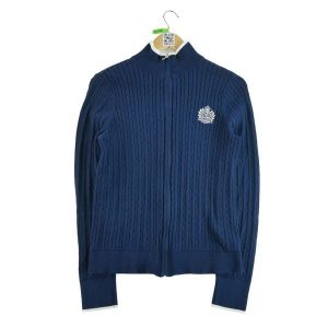 Second life - Damski sweter z pełnym zamkiem - Stan bardzo dobry. Niebieskie golfy Ralph Lauren, bez wzorów. Za 135,32 zł.