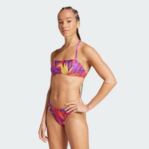 Zestaw adidas x FARM Neckholder Bikini. Czerwone bikini ADIDAS, bez wzorów, z materiału. Za 249,00 zł.
