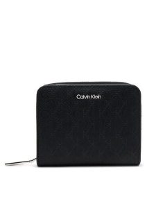 Calvin Klein Portfel Ck Must Medium Zip Around_Mono K60K612942 Czarny. Czarne portfele Calvin Klein, bez wzorów, ze skóry. Za 269,99 zł.