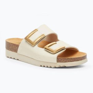 Klapki damskie Scholl Monterey 2 Straps Ad Med. Brązowe klapki Scholl, bez wzorów, bez obcasa. Za 269,99 zł.