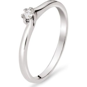 Białe Złoto Pierścionek - złoto białe 585, Brylant 0,05ct. Pierścionki marki W.KRUK. Za 1 290,00 zł.