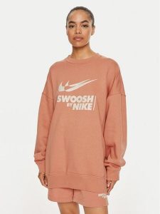 Nike Bluza FZ4631 Brązowy Regular Fit. Brązowe bluzy Nike, l, bez wzorów, z bawełny, bez kaptura. Za 209,99 zł.