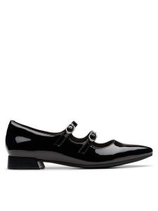 Clarks Półbuty Natalyn Lane 26181930 Czarny. Czarne półbuty Clarks, bez wzorów, ze skóry, bez obcasa, na płaskiej podeszwie, bez zapięcia. Za 199,99 zł.