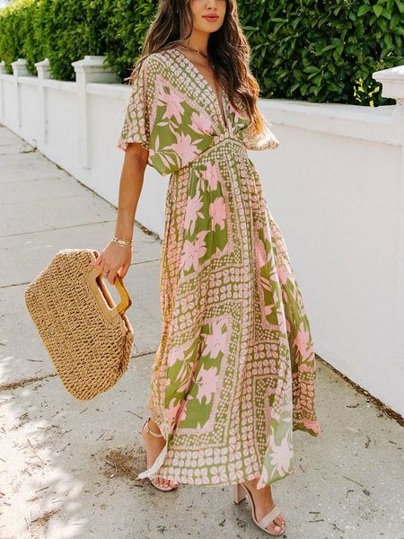 LA Angels Sukienka w kolorze zielono-jasnoróżowym rozmiar: XL. Zielone sukienki LA Angels, na co dzień, xl, bez wzorów, bez kołnierzyka, bez ramiączek, maxi, proste. Za 135,81 zł.