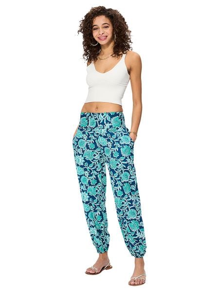 Aller Simplement Spodnie w kolorze niebiesko-turkusowym rozmiar: 38/40. Niebieskie spodnie z wysokim stanem Aller Simplement, bez wzorów, z bawełny, z podwyższonym stanem. Za 57,06 zł.