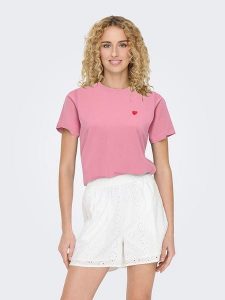 JDY Koszulka w kolorze jasnoróżowym rozmiar: XS. Różowe bluzki JDY, xs, bez wzorów, z bawełny, bez kołnierzyka, bez ramiączek. Za 39,95 zł.