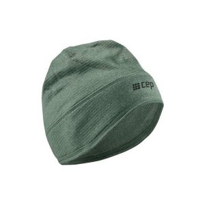 Sportowa czapka zimowa do biegania CEP unisex. Zielone czapki CEP, bez wzorów, z wełny, eleganckie. Za 79,00 zł.