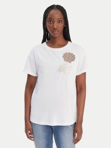 Liu Jo T-Shirt WA6413 JS904 Biały Regular Fit. Białe t-shirty Liu Jo, xl, bez wzorów, z bawełny, bez kołnierzyka, bez ramiączek. Za 299,99 zł.