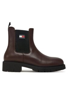 Tommy Jeans Sztyblety Tjw Chelsea Leather Boot EN0EN02825 Brązowy. Brązowe botki Tommy Jeans, bez wzorów, z jeansu, bez obcasa, na płaskiej podeszwie, bez zapięcia. Za 489,99 zł.