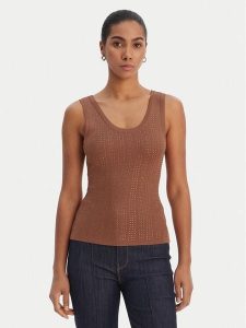Fracomina Top FR26ST4005K524R9 Brązowy Slim Fit. Brązowe topy Fracomina, xs, bez wzorów, z wiskozy, bez kołnierzyka, bez ramiączek. Za 191,99 zł.