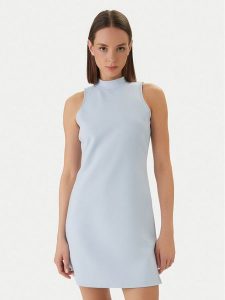 Calvin Klein Jeans Sukienka codzienna Interlock Mock LV047F260G Niebieski Slim Fit. Niebieskie kombinezony Calvin Klein Jeans, l, bez wzorów, z jeansu, bez kołnierzyka, bez ramiączek. Za 409,99 zł.