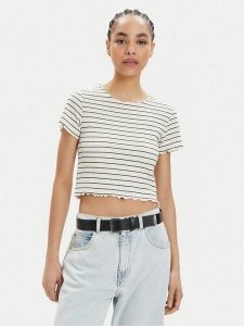 ONLY T-Shirt Anits 15253651 Écru Regular Fit. T-shirty ONLY, s, bez wzorów, z syntetyku, bez kołnierzyka, bez ramiączek. Za 49,99 zł.