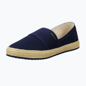 Espadryle damskie GANT Raffiaville. Niebieskie espadryle GANT, bez wzorów, z materiału, bez obcasa. Za 299,99 zł.