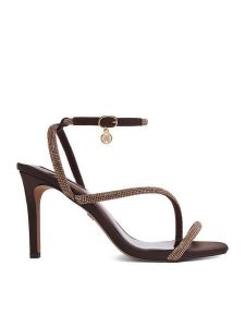 Nine West Sandały CEO-Y3113-1 Brązowy. Brązowe sandały Nine West, bez wzorów, z materiału, bez obcasa, na szpilce, bez zapięcia. Za 249,99 zł.