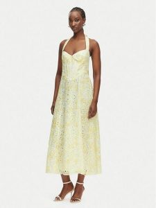 Bardot Sukienka letnia Pollie 60344DB Żółty Regular Fit. Żółte sukienki Bardot, na lato, bez wzorów, z syntetyku, bez kołnierzyka, bez ramiączek. Za 622,99 zł.