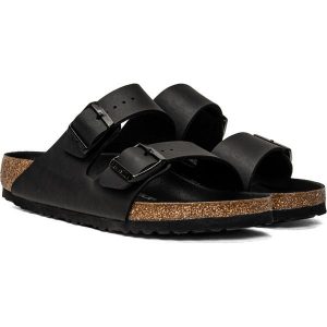 Klapki damskie czarne Birkenstock Arizona BF. Czarne klapki Birkenstock, bez wzorów, z materiału, bez obcasa. Za 309,99 zł.
