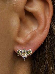 DI GIORGIO Pozłacane kolczyki-wkrętki z cyrkoniami rozmiar: onesize. Zielone kolczyki DI GIORGIO, z cyrkonią, pozłacane. Za 124,95 zł.