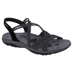 Sandały damskie, Reggae Slim - Turn It Up. Czarne buty trekkingowe Skechers, bez zapięcia. Za 249,99 zł.