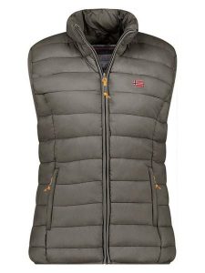 Geographical Norway Kamizelka pikowana "Vatikolor" w kolorze khaki rozmiar: XL. Brązowe kamizelki Geographical Norway, xl, bez wzorów, bez kołnierzyka, bez ramiączek, bez kaptura. Za 148,61 zł.