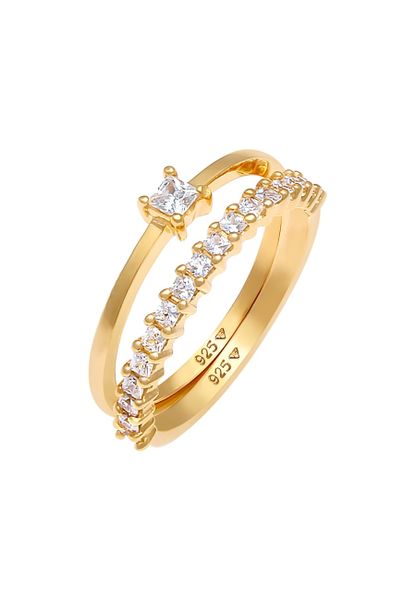 Elli Damski soliter zaręczyny Infinity z kryształami cyrkonii pozłacane srebro 925 Sterling Silver Pierścionki 1 ct. Szare pierścionki Elli, z cyrkonią, pozłacane. Za 378,99 zł.