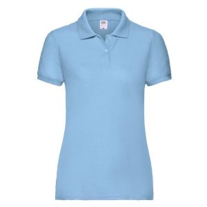 Koszulka Polo Damska 65/35. Niebieskie koszulki sportowe FRUIT OF THE LOOM, bez wzorów, bez ramiączek. Za 54,99 zł.