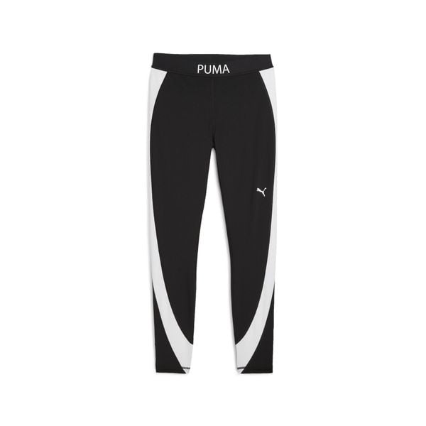 Damskie legginsy z wysokim stanem i blokami kolorów o długości 7/8 PUMA STRONG. Czarne legginsy Puma, bez wzorów, z podwyższonym stanem. Za 290,00 zł.