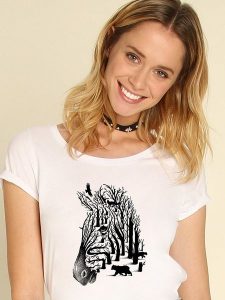 WOOOP Koszulka "Zebra" w kolorze białym rozmiar: XL. Białe bluzki Wooop, xl, bez wzorów, bez kołnierzyka, bez ramiączek. Za 70,24 zł.