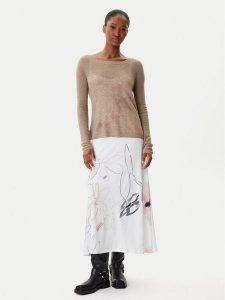 Desigual Sukienka codzienna Kala 25WWVK25 Biały Slim Fit. Białe sukienki Desigual, na co dzień, xs, bez wzorów, z syntetyku, bez kołnierzyka, bez ramiączek, proste. Za 559,99 zł.