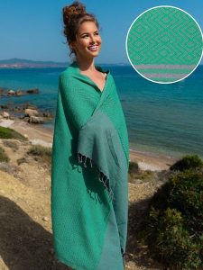 Hammam Chusta hammam w kolorze zielonym - 180 x 100 cm rozmiar: onesize. Zielone apaszki i chusty Hammam, bez wzorów, z bawełny. Za 119,68 zł.