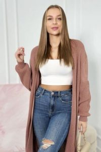 Sweter długi kardigan ciemny różowy. Czerwone długie swetry KESI, l, z dzianiny, bez kołnierzyka, plus size. Za 190,70 zł.
