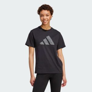 Koszulka z grafiką zwierzęcą. Czarne bluzki ADIDAS, xs, bez wzorów, z bawełny, sportowe, bez kołnierzyka, bez ramiączek. Za 109,00 zł.