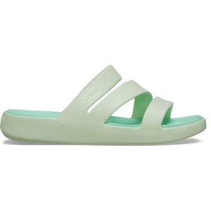 Klapki Dla Dorosłych Crocs Getaway Strappy Sandal. Fioletowe klapki Crocs, bez wzorów, z materiału, bez obcasa. Za 159,99 zł.