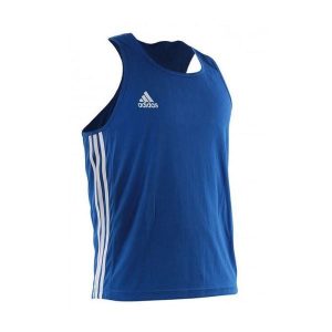 Koszulka treningowa adidas Boxing Top. Niebieskie topy ADIDAS, bez wzorów, sportowe, bez kołnierzyka, bez ramiączek. Za 135,50 zł.