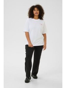 KAFFE curve Koszulka w kolorze białym rozmiar: S. Białe bluzki KAFFE curve, s, bez wzorów, z bawełny, bez kołnierzyka, bez ramiączek. Za 56,99 zł.