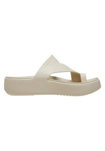Klapki Dla Dorosłych Crocs Getaway Platform Toe Loopa. Białe klapki Crocs, bez wzorów, z materiału, bez obcasa. Za 199,99 zł.