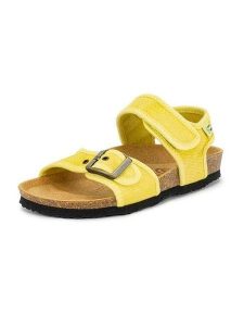 Natural world Sandały w kolorze żółtym rozmiar: 24. Żółte sandały Natural World, bez wzorów, z otwartym noskiem, bez obcasa, bez zapięcia. Za 121,99 zł.