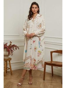 Plume Sukienka "Buvio" w kolorze kremowym rozmiar: M. Brązowe sukienki Plume, m, bez wzorów, bez kołnierzyka, bez ramiączek, maxi. Za 254,74 zł.