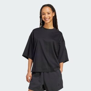 Luźna koszulka Soft Lux. Niebieskie bluzki ADIDAS, xl, bez wzorów, sportowe, bez kołnierzyka, bez ramiączek. Za 199,00 zł.