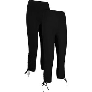 Legginsy rybaczki z marszczeniem (2 pary). Czarne legginsy bonprix, bez wzorów. Za 79,99 zł.