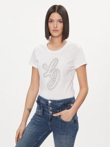 Liu Jo T-Shirt WA4051 JS923 Biały Regular Fit. Białe t-shirty Liu Jo, m, bez wzorów, z bawełny, bez kołnierzyka, bez ramiączek. Za 299,99 zł.