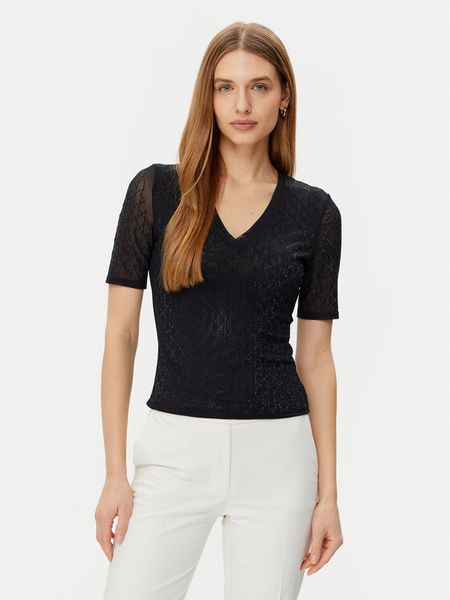 Marciano Guess Bluzka 5RGP22 6311A Czarny Regular Fit. Czarne bluzki Marciano Guess, m, z aplikacjami, z syntetyku, bez kołnierzyka, bez ramiączek. Za 249,99 zł.