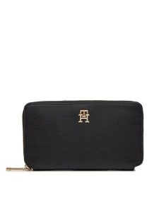 Tommy Hilfiger Portfel Iconic Tommy Large Za AW0AW16009 Czarny. Czarne portfele TOMMY HILFIGER, bez wzorów, ze skóry. Za 229,99 zł.