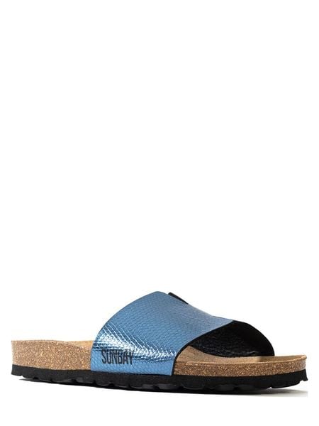 Sunbay Klapki "Djeelia" w kolorze granatowym rozmiar: 38. Niebieskie klapki Sunbay, bez wzorów, ze skóry, z otwartym noskiem, bez obcasa. Za 174,95 zł.