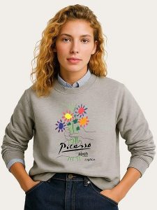 WOOOP Bluza "Picasso Flowers" w kolorze szarym rozmiar: L. Szare bluzy Wooop, l, bez wzorów, bez kaptura. Za 108,99 zł.