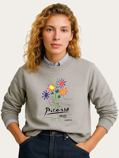 WOOOP Bluza "Picasso Flowers" w kolorze szarym rozmiar: S. Szare bluzy Wooop, s, bez wzorów, bez kaptura. Za 104,64 zł.