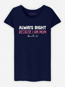 WOOOP Koszulka "Always Right Mom" w kolorze granatowym rozmiar: XL. Niebieskie bluzki Wooop, xl, bez wzorów, z bawełny, bez kołnierzyka, bez ramiączek. Za 52,17 zł.