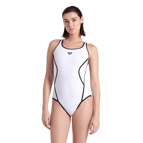 Damski kostium kąpielowy 1-częściowy Arena Pro-File. Białe stroje jednoczęściowe Arena, bez wzorów. Za 264,00 zł.