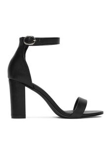 Jenny Fairy Sandały WSS20538-01 HURT Czarny. Czarne sandały Jenny Fairy, bez wzorów, ze skóry, bez obcasa, na słupku, bez zapięcia. Za 99,99 zł.