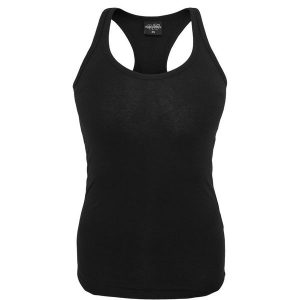 Damski tank top Urban Classic jersey. Białe topy Urban Classics, bez wzorów, z jersey, bez kołnierzyka, bez ramiączek. W wyprzedaży za 36,50 zł.